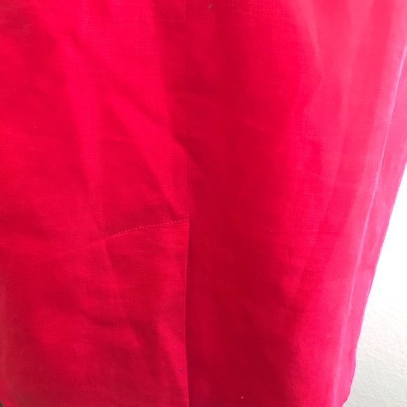 Vintage Red Knee Length Linen Pencil Skirt - Picture 3 of 3